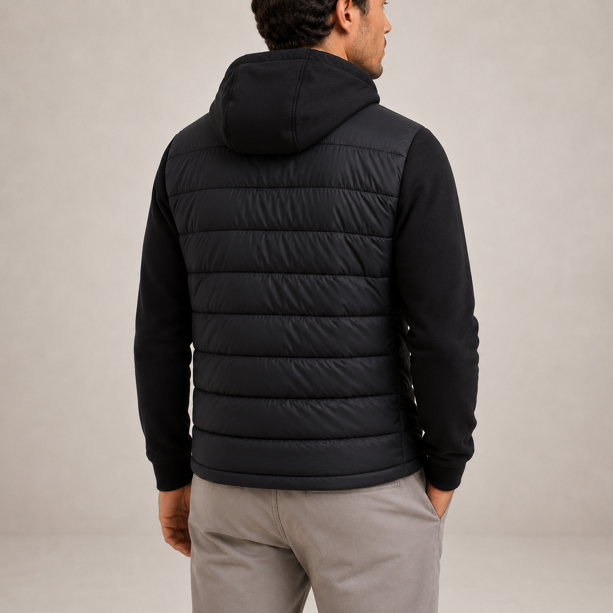 Men's Hooded Puffer Jacket Insulated Zip Closure Casual Everyday Wear