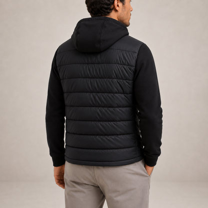 Men's Hooded Puffer Jacket Insulated Zip Closure Casual Everyday Wear