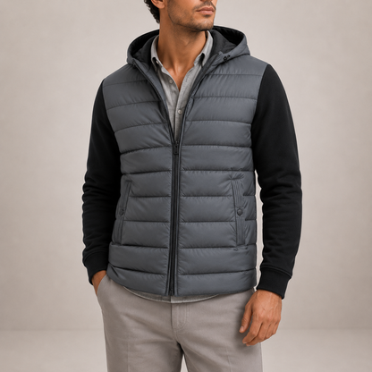 Men's Hooded Puffer Jacket Insulated Zip Closure Casual Everyday Wear