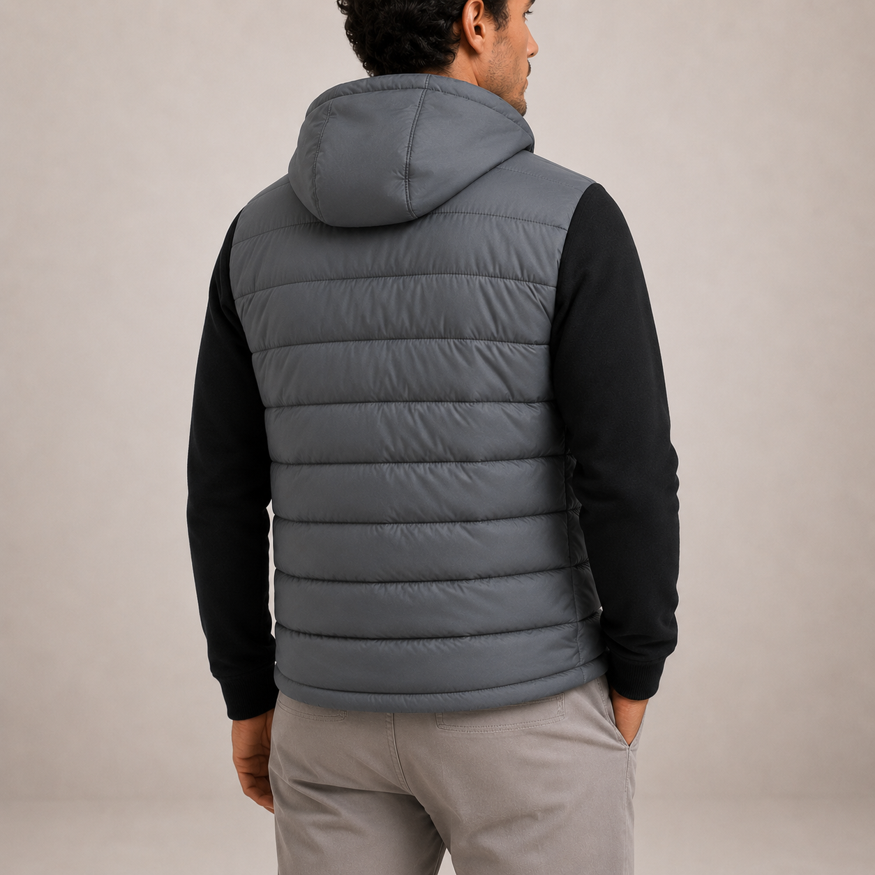 Men's Hooded Puffer Jacket Insulated Zip Closure Casual Everyday Wear