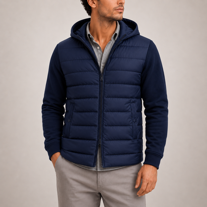 Men's Hooded Puffer Jacket Insulated Zip Closure Casual Everyday Wear