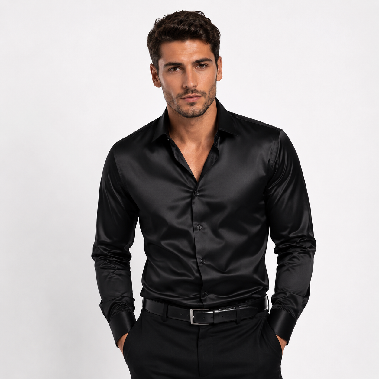 Men's Smart Casual Shirt Long-Sleeve Spread Collar Relaxed Fit Versatile