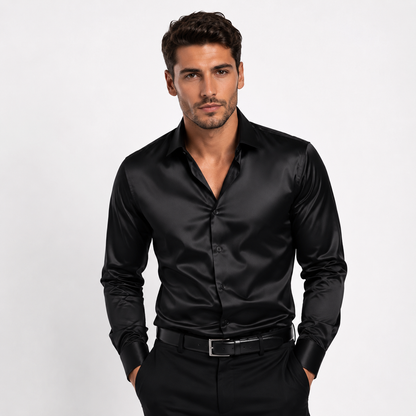 Men's Smart Casual Shirt Long-Sleeve Spread Collar Relaxed Fit Versatile