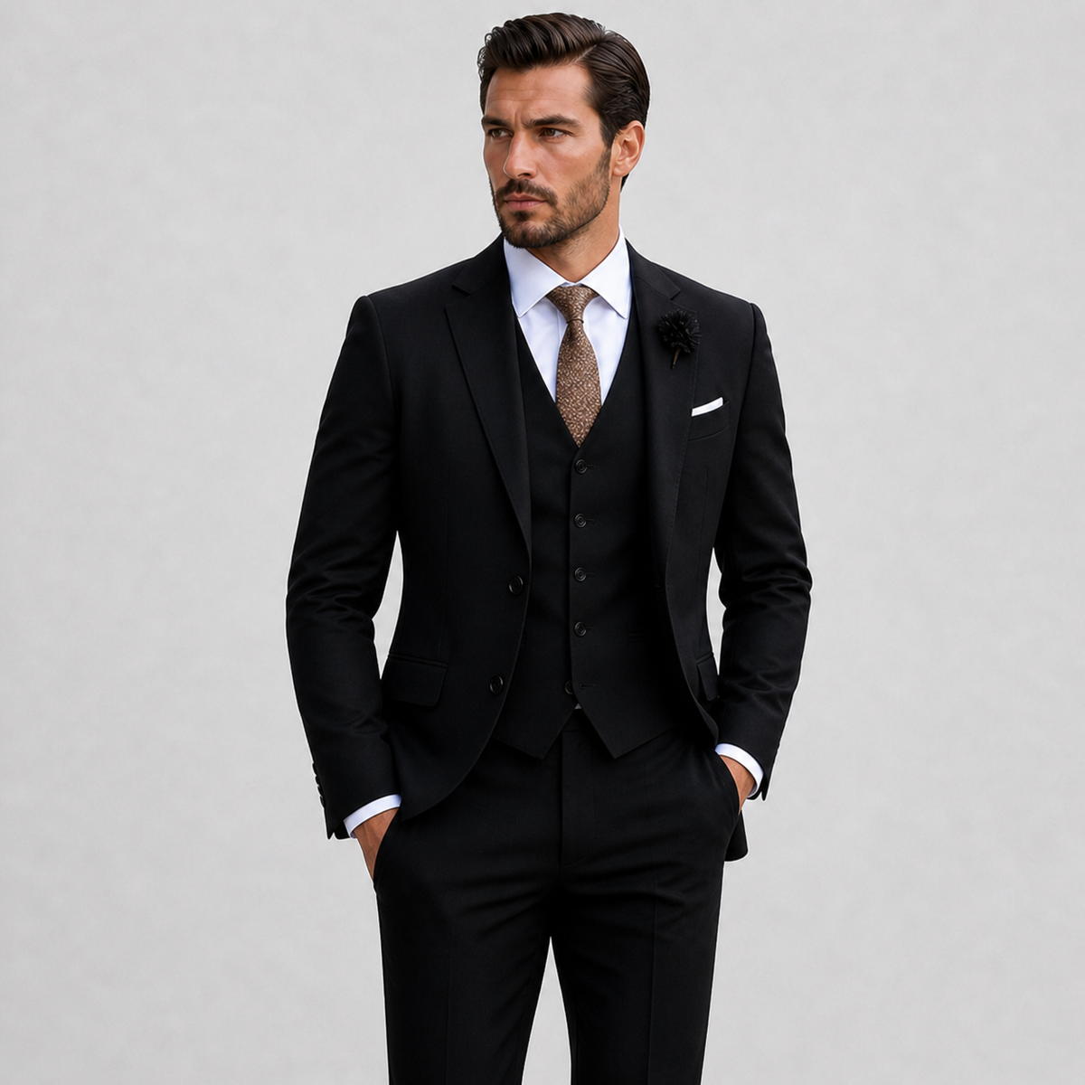 Men's Three-Piece Suit Blazer Waistcoat Trousers Slim Fit Tailored Formal Wedding Business Occasion Reginald