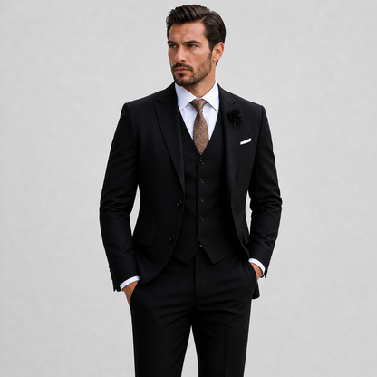 Men's Three-Piece Suit Blazer Waistcoat Trousers Slim Fit Tailored Formal Wedding Business Occasion Reginald
