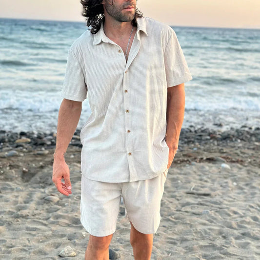Men's Co-Ord Outfit Set Two-Piece Matching Shirt & Shorts Casual Everyday Holiday Beach Relaxed Nash