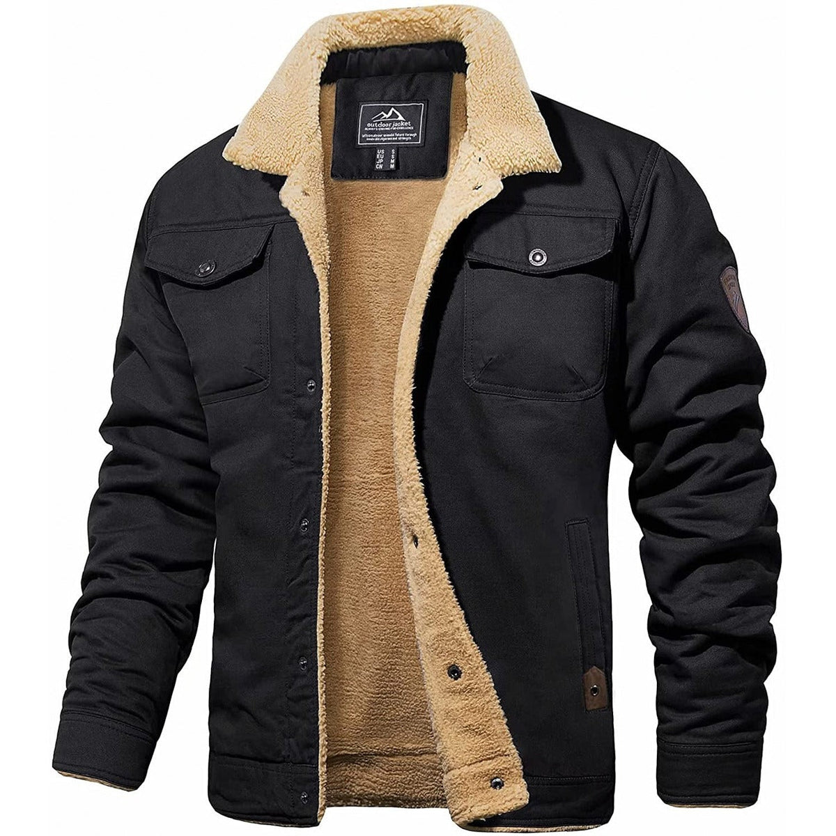 Men's Winter Jacket Sherpa-Lined Warm Layered Casual Outdoor Style