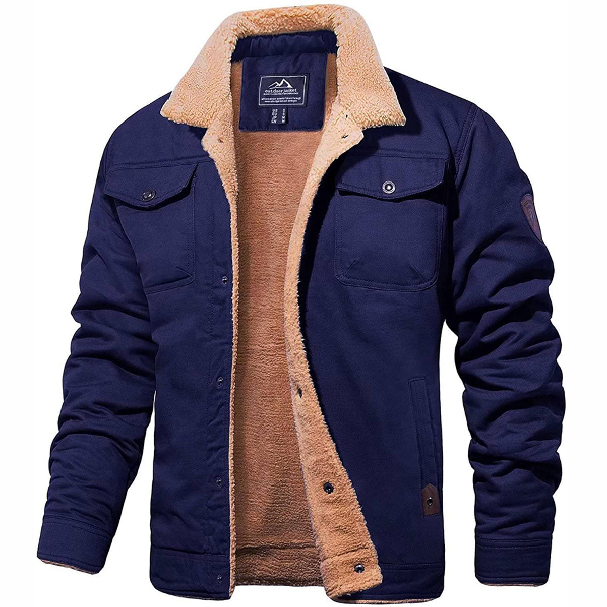 Men's Winter Jacket Sherpa-Lined Warm Layered Casual Outdoor Style