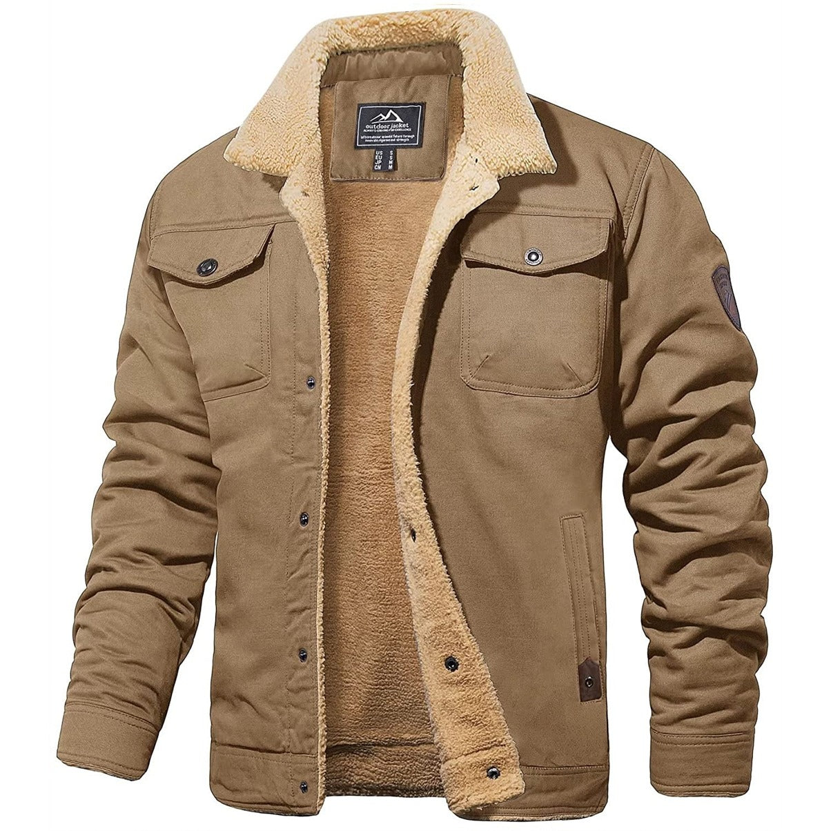 Men's Winter Jacket Sherpa-Lined Warm Layered Casual Outdoor Style