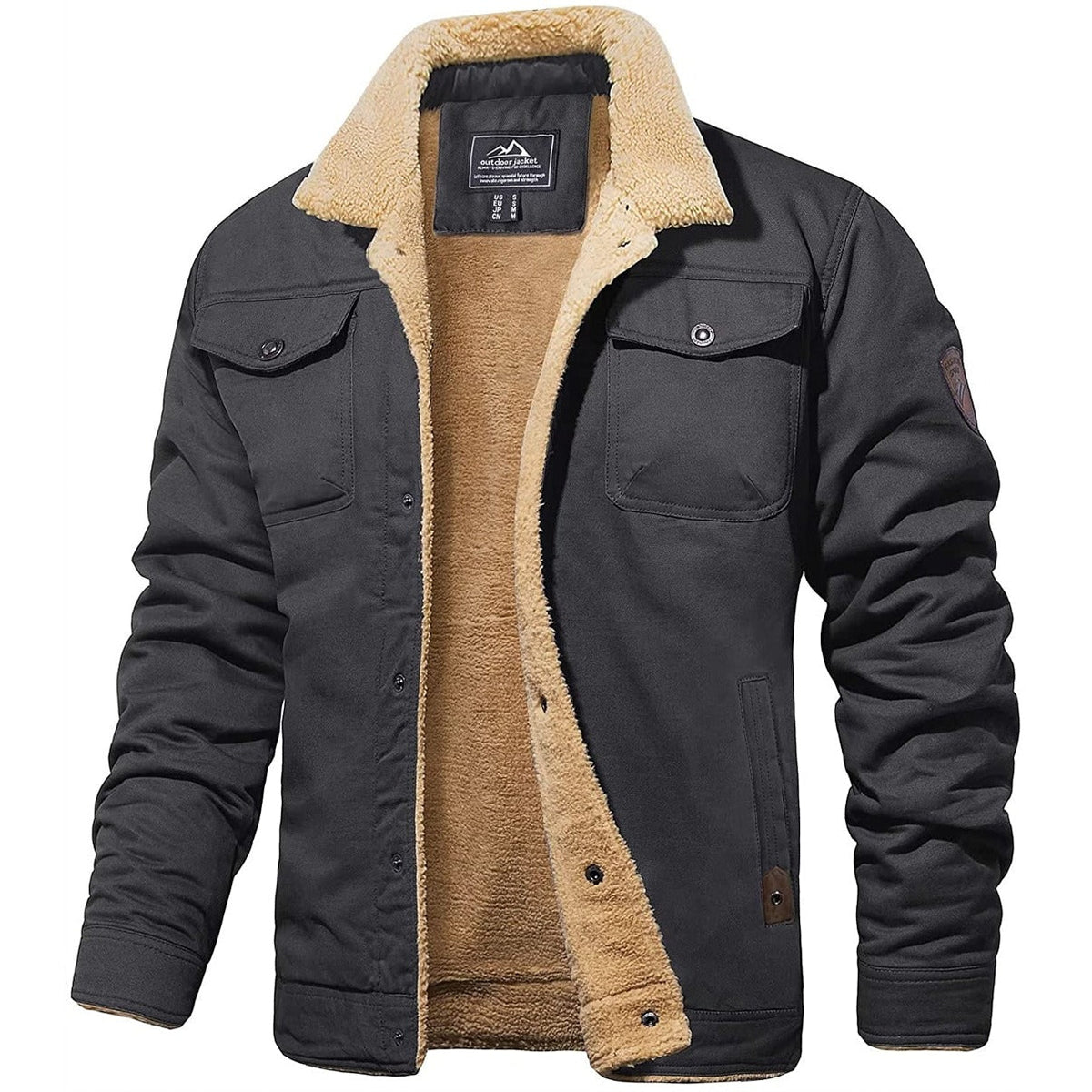 Men's Winter Jacket Sherpa-Lined Warm Layered Casual Outdoor Style