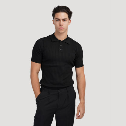 Men's Knitted Polo Shirt Short-Sleeve Collared Casual Everyday Wear
