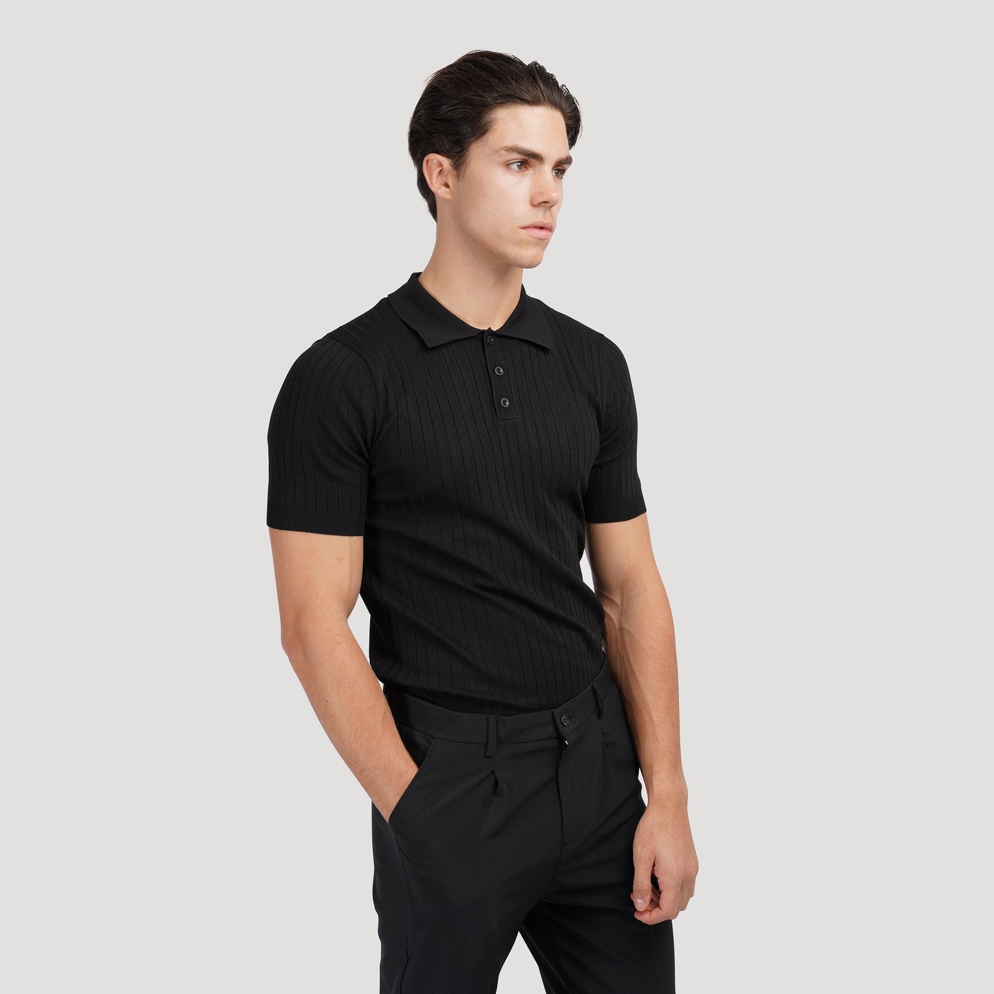 Men's Knitted Polo Shirt Short-Sleeve Collared Casual Everyday Wear