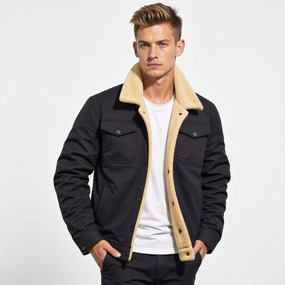 Men's Winter Jacket Sherpa-Lined Warm Layered Casual Outdoor Style