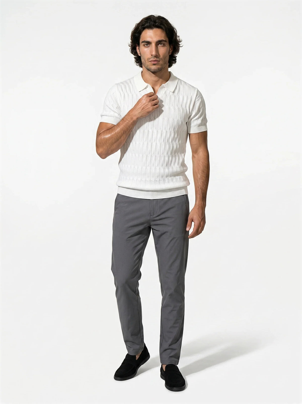Men's Short-Sleeve Knitted Polo Shirt Classic Fit Collared Casual Everyday