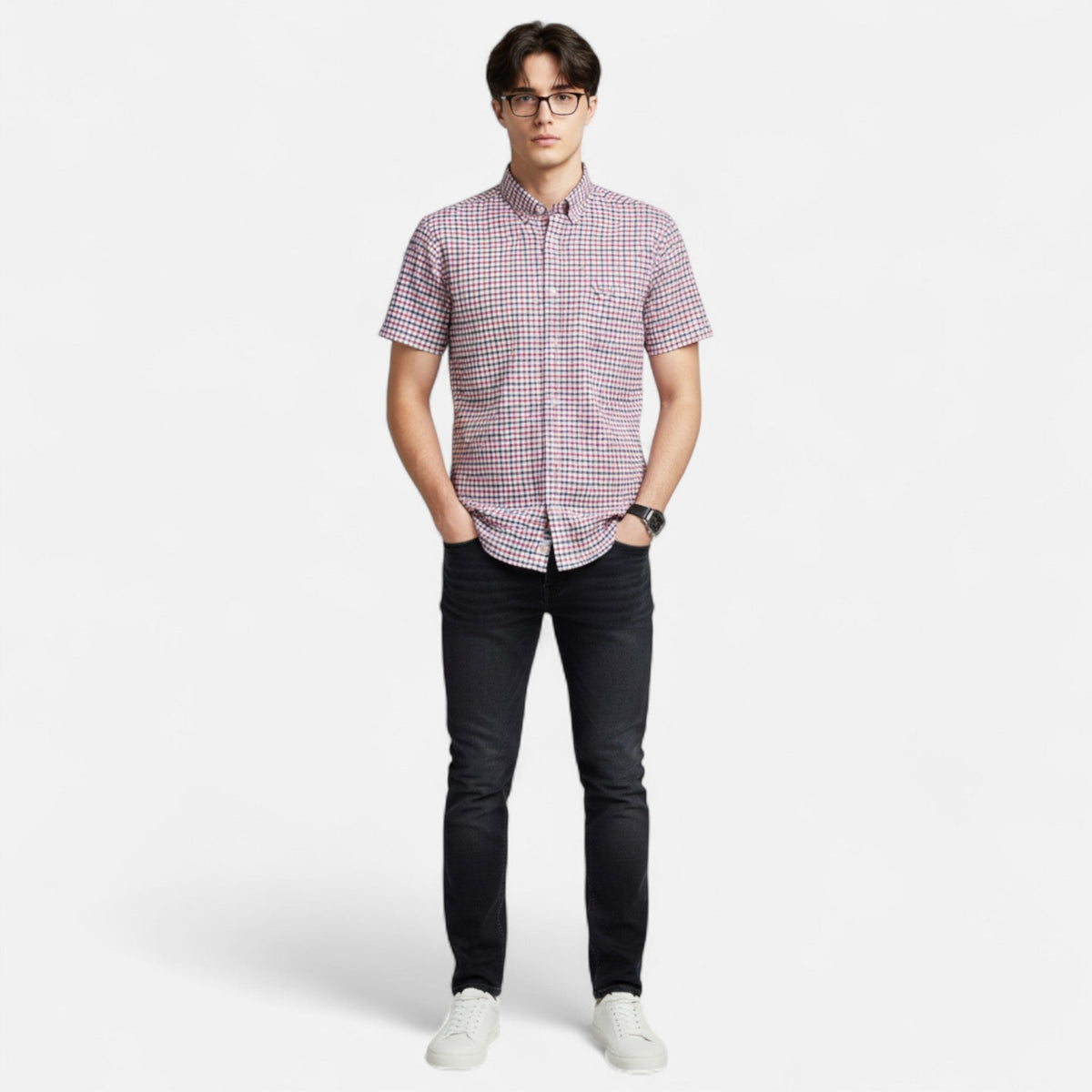 Men's Button-Up Shirt Classic Short-Sleeve Collared Casual Holiday Beach Smart-Casual Everyday Relaxed Fit Halsey