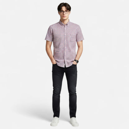 Men's Button-Up Shirt Classic Short-Sleeve Collared Casual Holiday Beach Smart-Casual Everyday Relaxed Fit Halsey