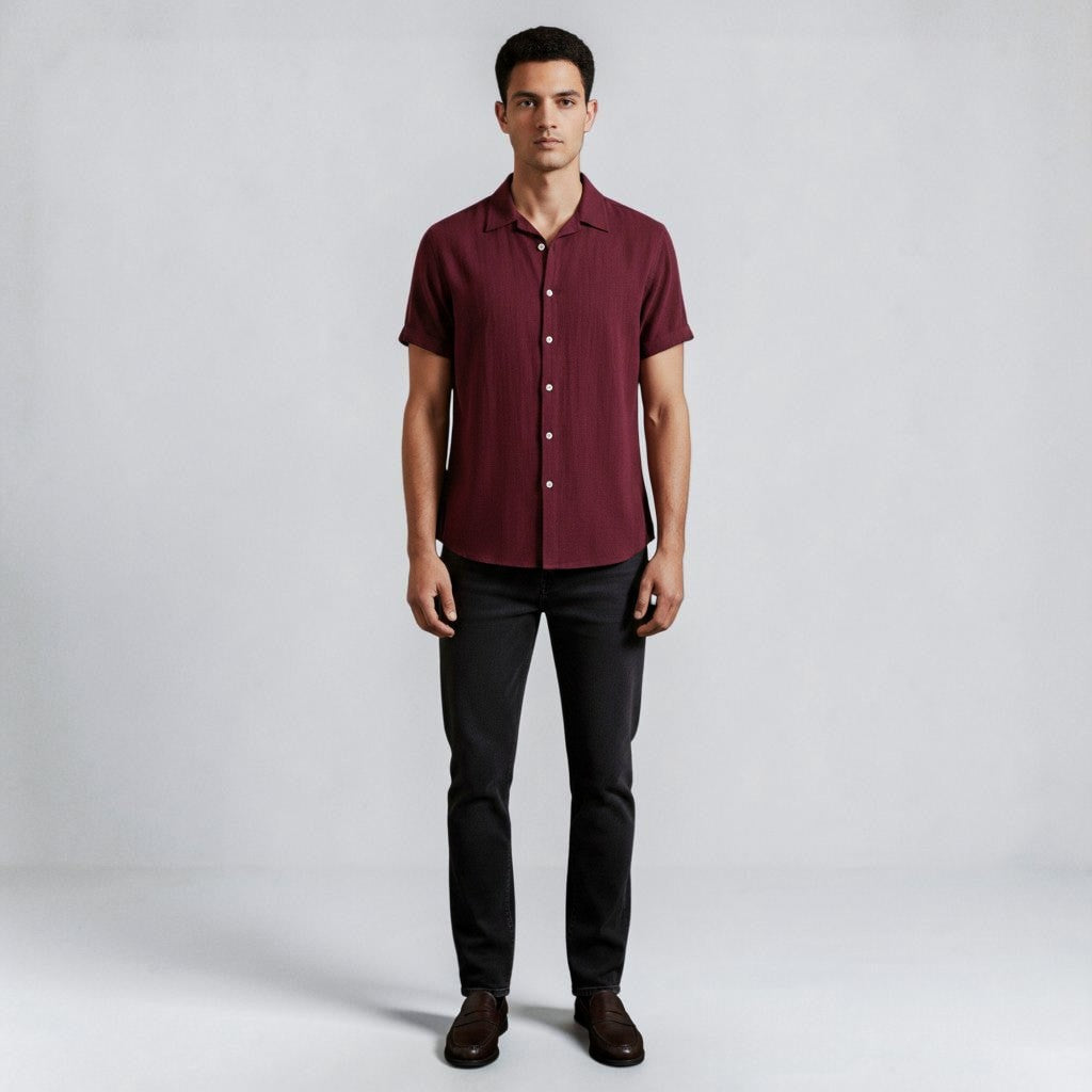 Men's Short-Sleeve Button-Up Shirt Casual Summer Relaxed Fit Stylish Everyday