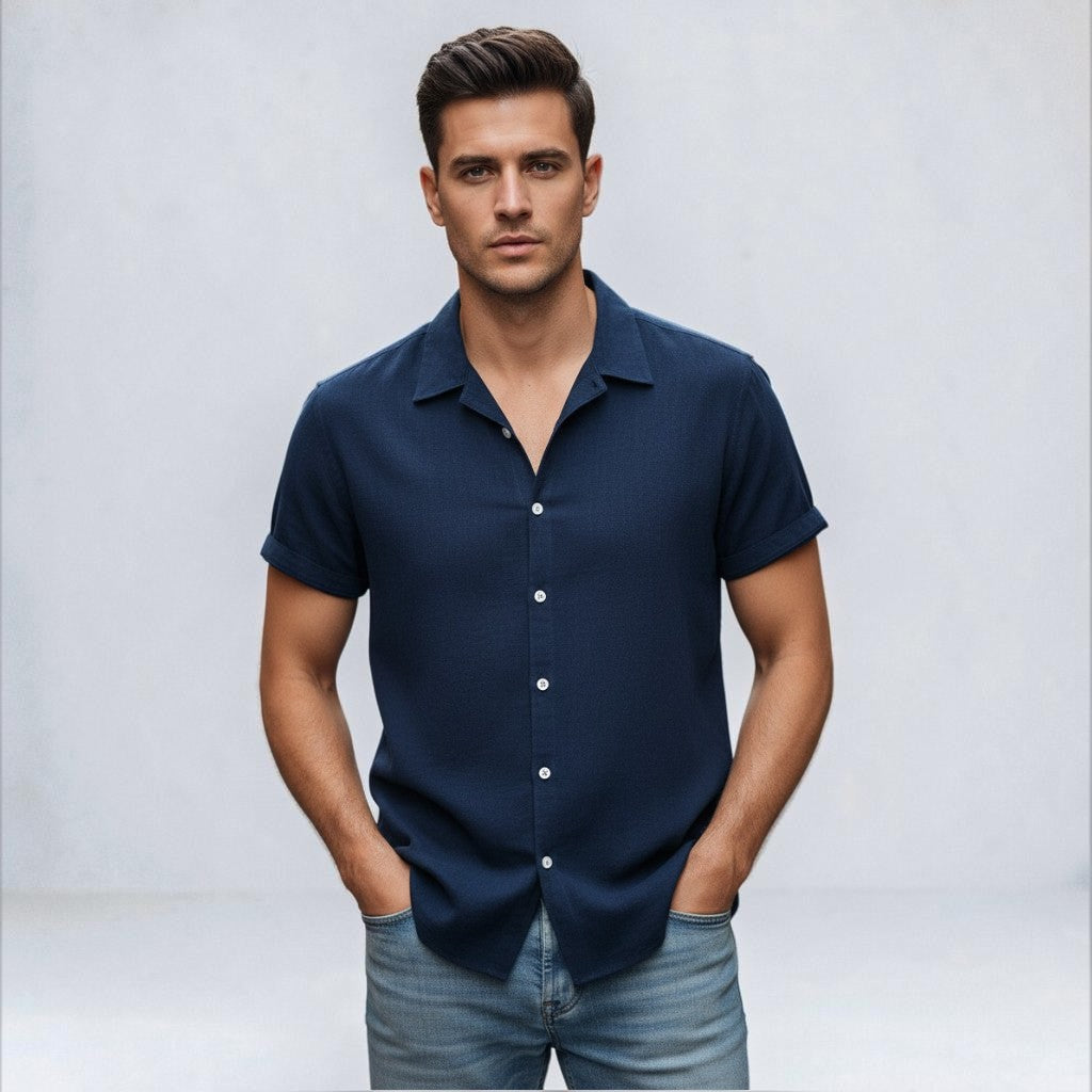 Men's Short-Sleeve Button-Up Shirt Casual Summer Relaxed Fit Stylish Everyday