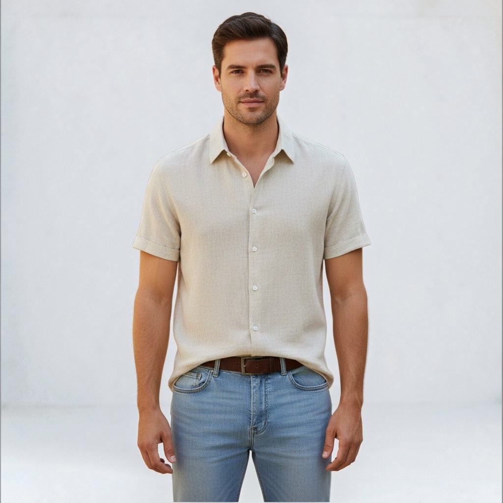 Men's Short-Sleeve Button-Up Shirt Casual Summer Relaxed Fit Stylish Everyday
