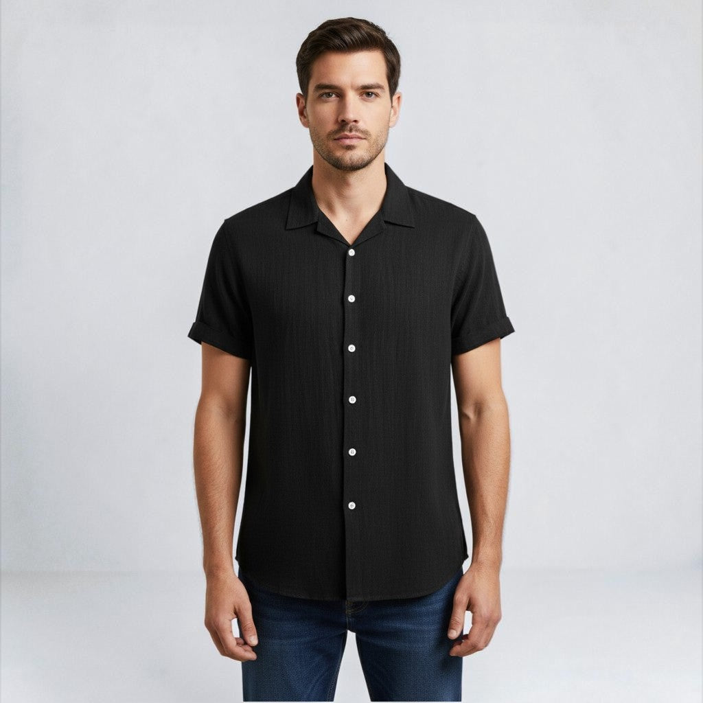 Men's Short-Sleeve Button-Up Shirt Casual Summer Relaxed Fit Stylish Everyday