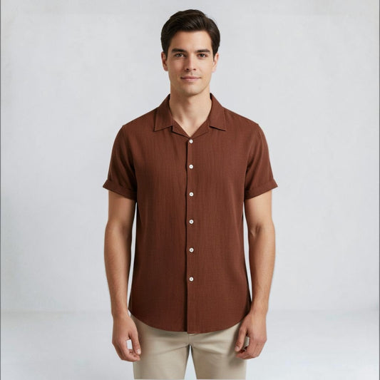 Men's Short-Sleeve Button-Up Shirt Casual Summer Relaxed Fit Stylish Everyday
