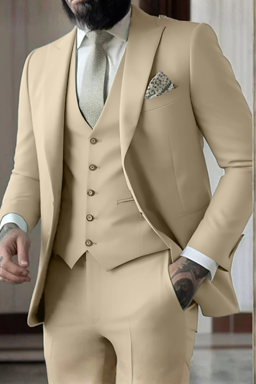 Men's Three-Piece Suit Slim Fit Blazer Waistcoat Trousers Tailored Formal Wedding Business Occasion Cornelius