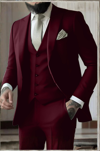 Men's Three-Piece Suit Slim Fit Blazer Waistcoat Trousers Tailored Formal Wedding Business Occasion Cornelius