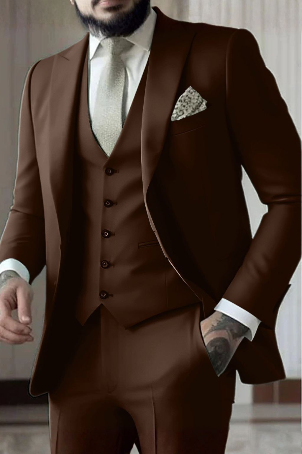 Men's Three-Piece Suit Slim Fit Blazer Waistcoat Trousers Tailored Formal Wedding Business Occasion Cornelius