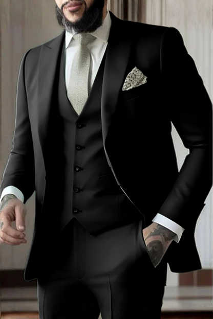 Men's Three-Piece Suit Slim Fit Blazer Waistcoat Trousers Tailored Formal Wedding Business Occasion Cornelius
