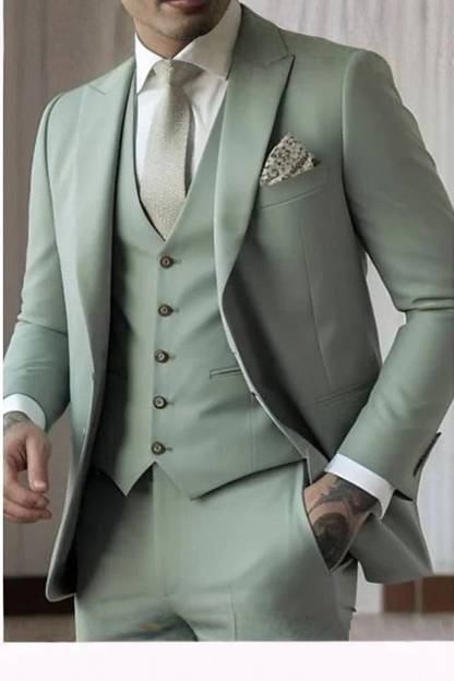 Men's Three-Piece Suit Slim Fit Blazer Waistcoat Trousers Tailored Formal Wedding Business Occasion Cornelius