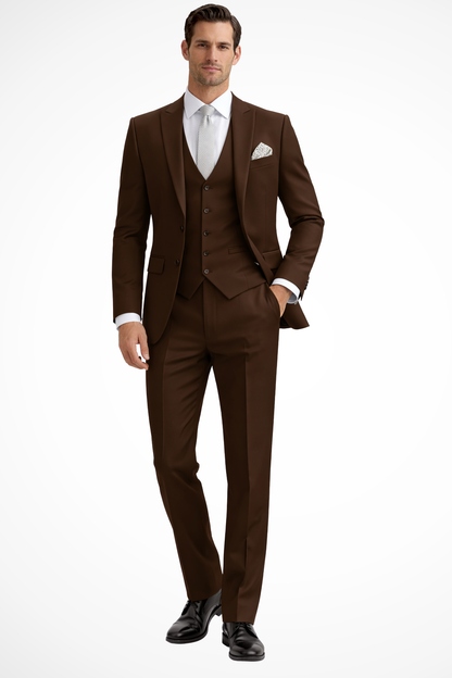 Men's Three-Piece Suit Slim Fit Blazer Waistcoat Trousers Tailored Formal Wedding Business Occasion Cornelius