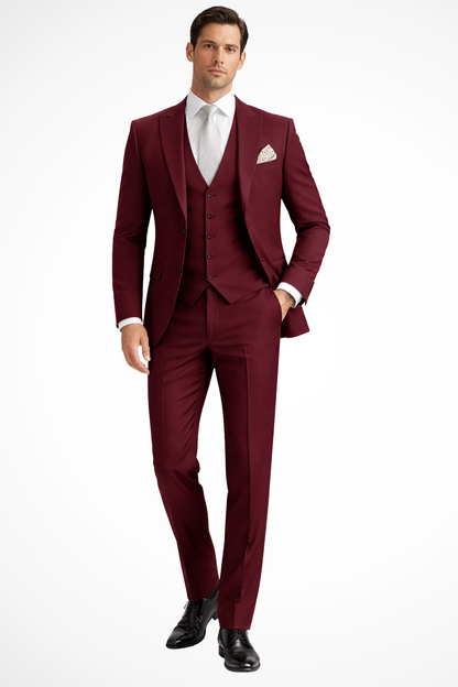 Men's Three-Piece Suit Slim Fit Blazer Waistcoat Trousers Tailored Formal Wedding Business Occasion Cornelius