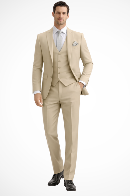 Men's Three-Piece Suit Slim Fit Blazer Waistcoat Trousers Tailored Formal Wedding Business Occasion Cornelius