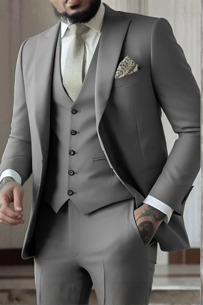 Men's Three-Piece Suit Slim Fit Blazer Waistcoat Trousers Tailored Formal Wedding Business Occasion Cornelius