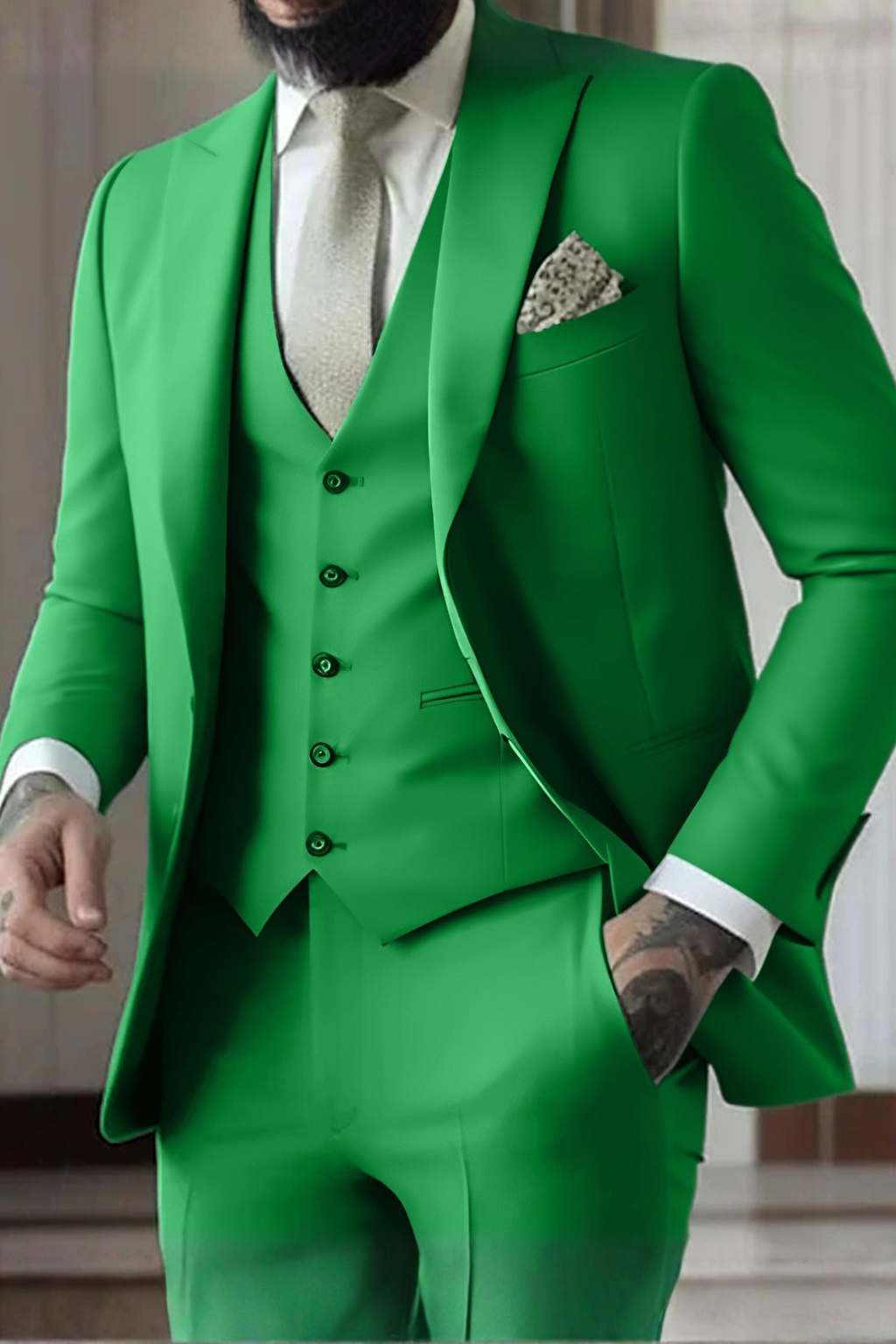 Men's Three-Piece Suit Slim Fit Blazer Waistcoat Trousers Tailored Formal Wedding Business Occasion Cornelius