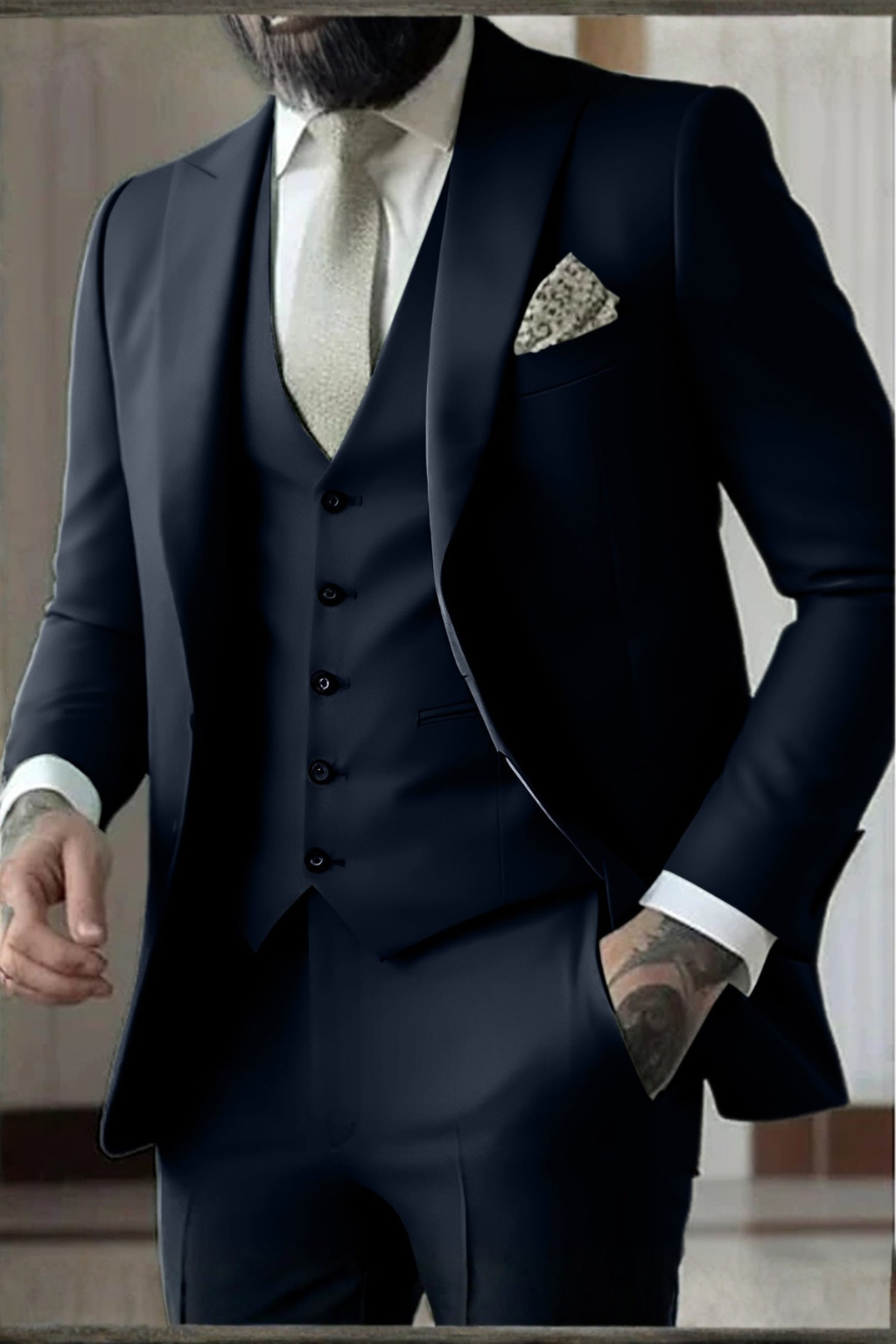 Men's Three-Piece Suit Slim Fit Blazer Waistcoat Trousers Tailored Formal Wedding Business Occasion Cornelius