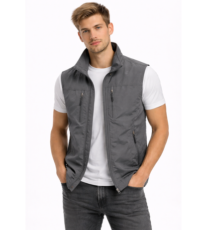 Men's Outdoor Vest Zip-Up Stand Collar Gilet Bodywarmer Layering Casual Everyday Warm Functional Colvin
