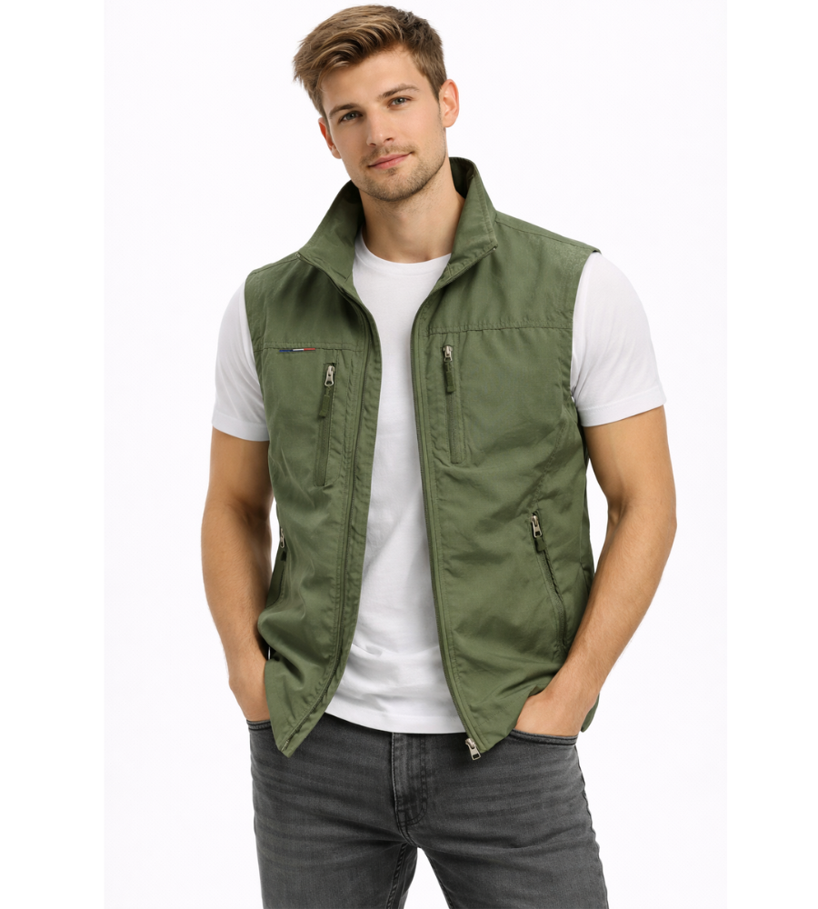 Men's Outdoor Vest Zip-Up Stand Collar Gilet Bodywarmer Layering Casual Everyday Warm Functional Colvin