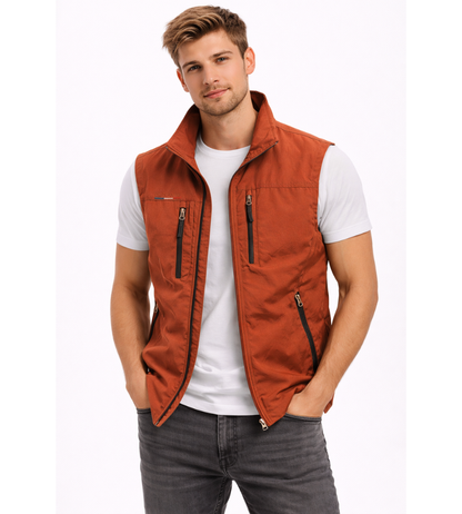 Men's Outdoor Vest Zip-Up Stand Collar Gilet Bodywarmer Layering Casual Everyday Warm Functional Colvin