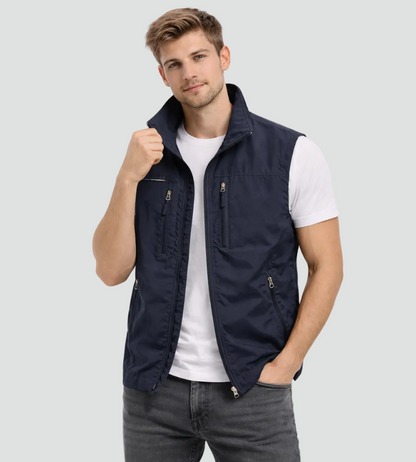Men's Outdoor Vest Zip-Up Stand Collar Gilet Bodywarmer Layering Casual Everyday Warm Functional Colvin