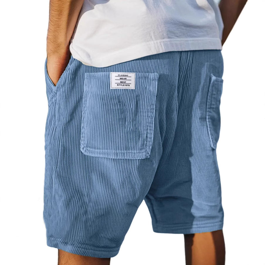 Men's Corduroy Shorts Cord Texture Relaxed Fit Drawstring Elastic Waist Casual Everyday Holiday Vintage Barlow