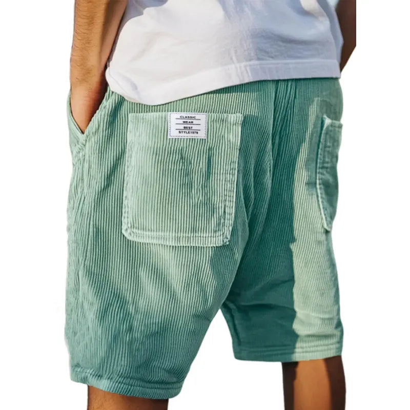 Men's Corduroy Shorts Cord Texture Relaxed Fit Drawstring Elastic Waist Casual Everyday Holiday Vintage Barlow