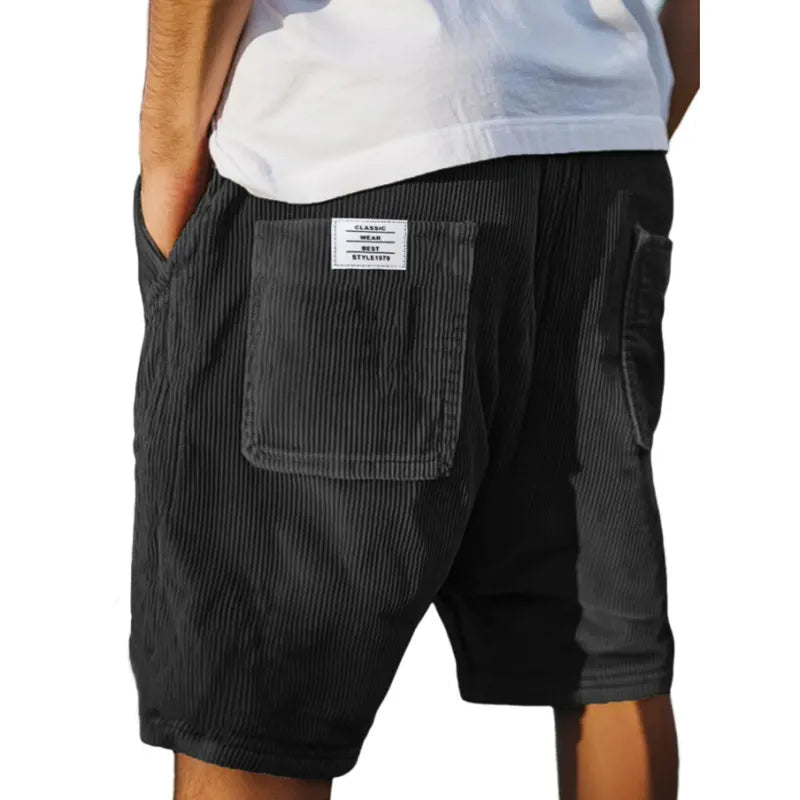 Men's Corduroy Shorts Cord Texture Relaxed Fit Drawstring Elastic Waist Casual Everyday Holiday Vintage Barlow