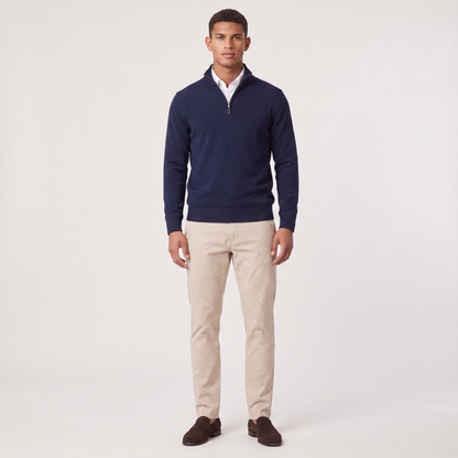 Men's Quarter Zip Sweater Knitted Stand Collar Long Sleeve Casual Autumn Layering Top