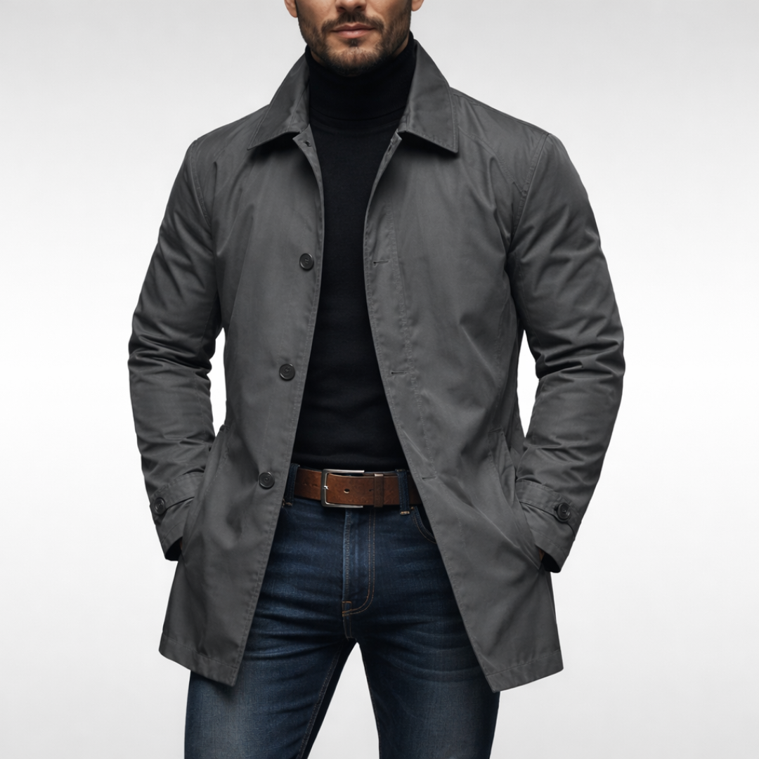 Men's Long Coat Stylish Windproof Water-Resistant Everyday Winter Outerwear