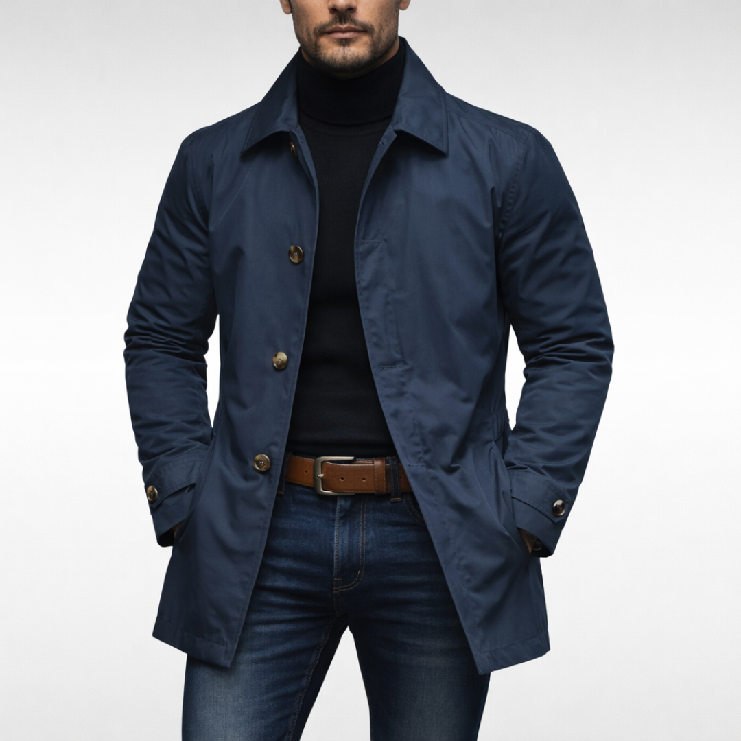 Men's Long Coat Stylish Windproof Water-Resistant Everyday Winter Outerwear