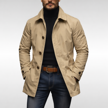 Men's Long Coat Stylish Windproof Water-Resistant Everyday Winter Outerwear