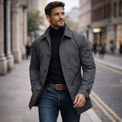 Men's Long Coat Stylish Windproof Water-Resistant Everyday Winter Outerwear