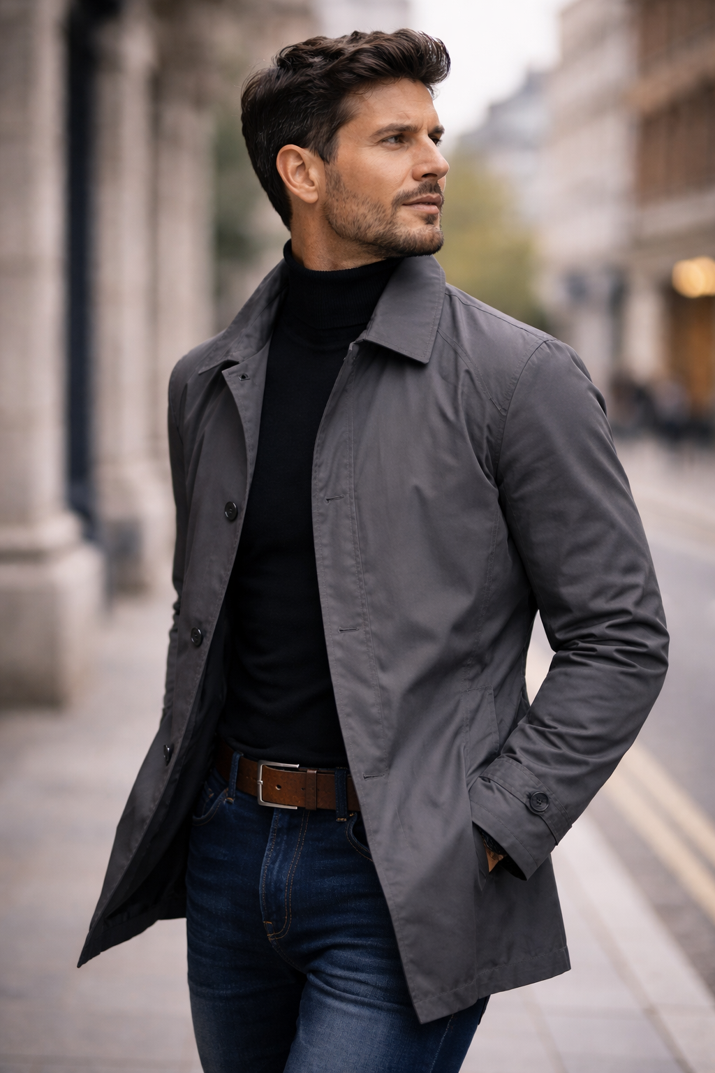 Men's Long Coat Stylish Windproof Water-Resistant Everyday Winter Outerwear
