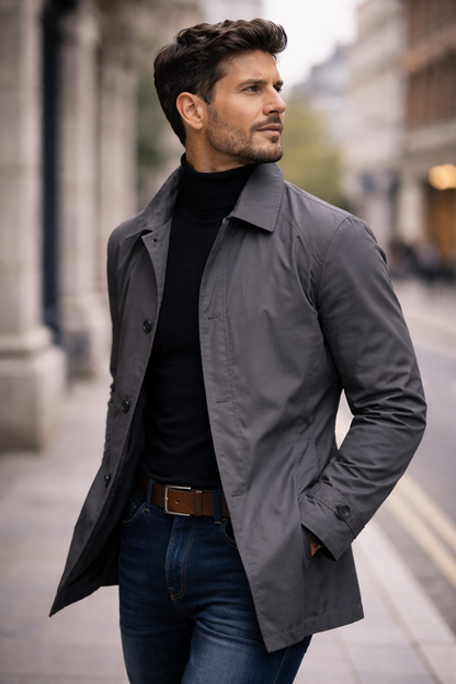 Men's Long Coat Stylish Windproof Water-Resistant Everyday Winter Outerwear